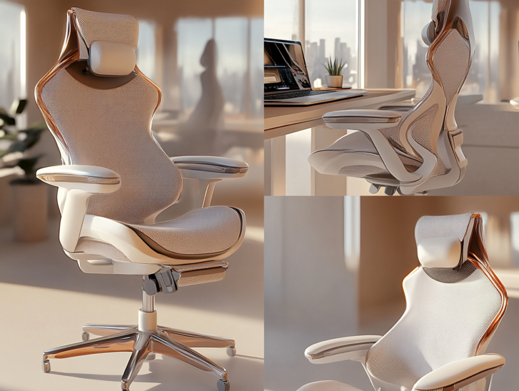 Compact home office with an ergonomic desk and chair, minimalist décor, and a bright, organized atmosphere.