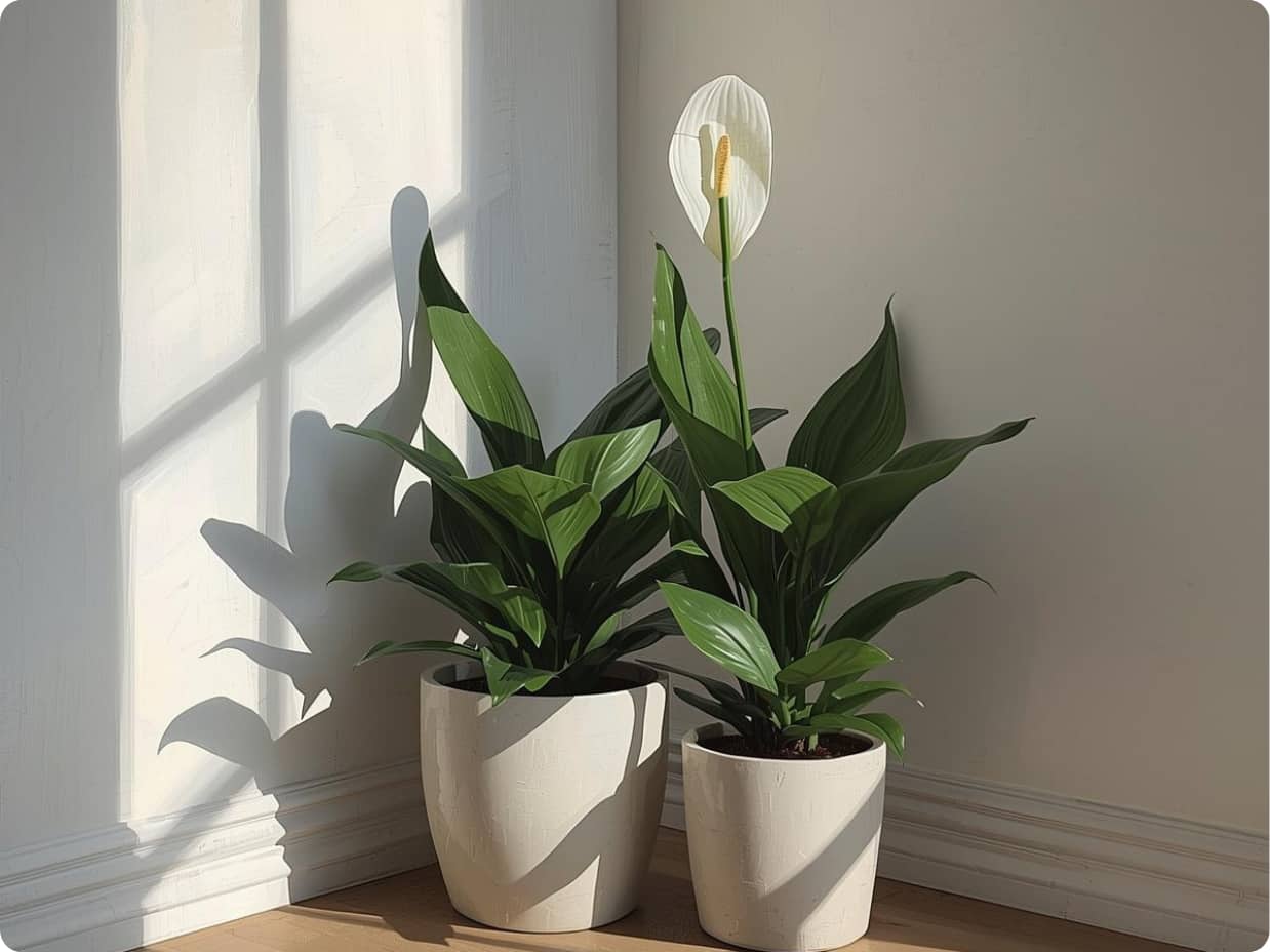 easy-care-indoor-plants easy indoor plants for small spaces like ZZ plant and Peace Lily
