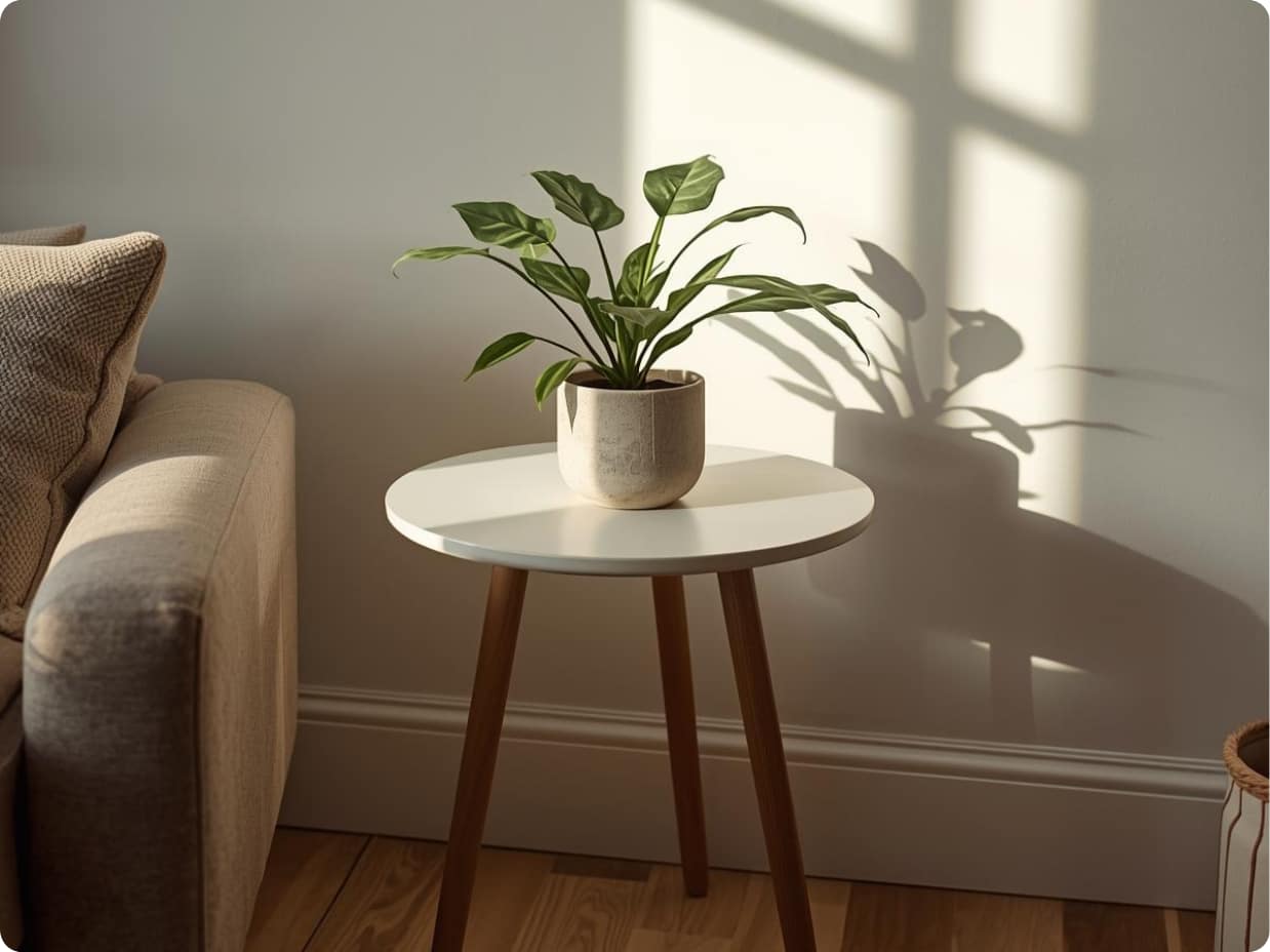 plant-furniture-small-spaces plant displayed on small multi-functional furniture